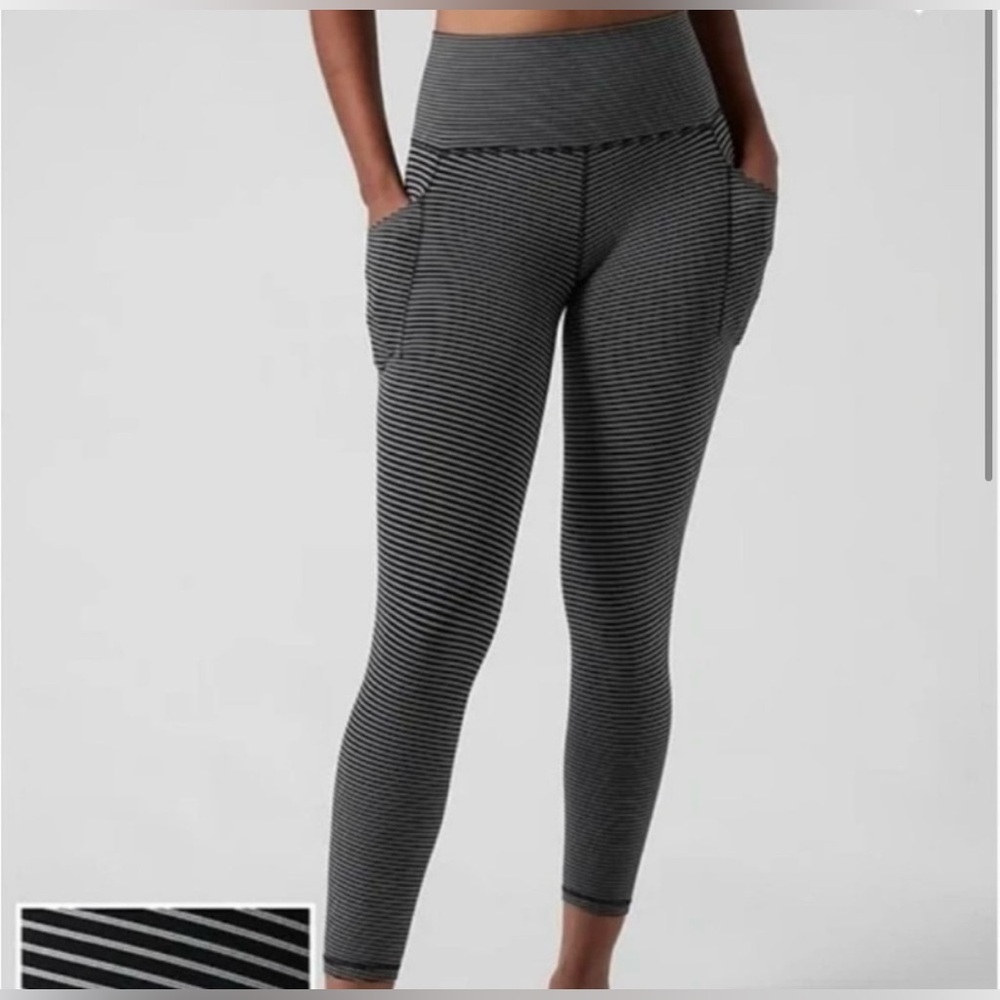 Athleta Black and White Striped Leggings size S